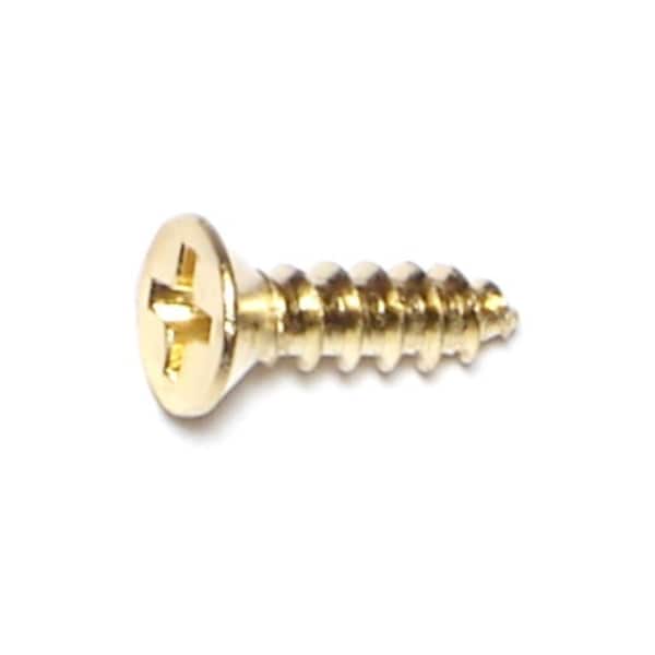 Midwest Fastener Sheet Metal Screw, #6 x 1/2 in, Brass Plated Steel Flat Head Phillips Drive, 50 PK 64121 - main